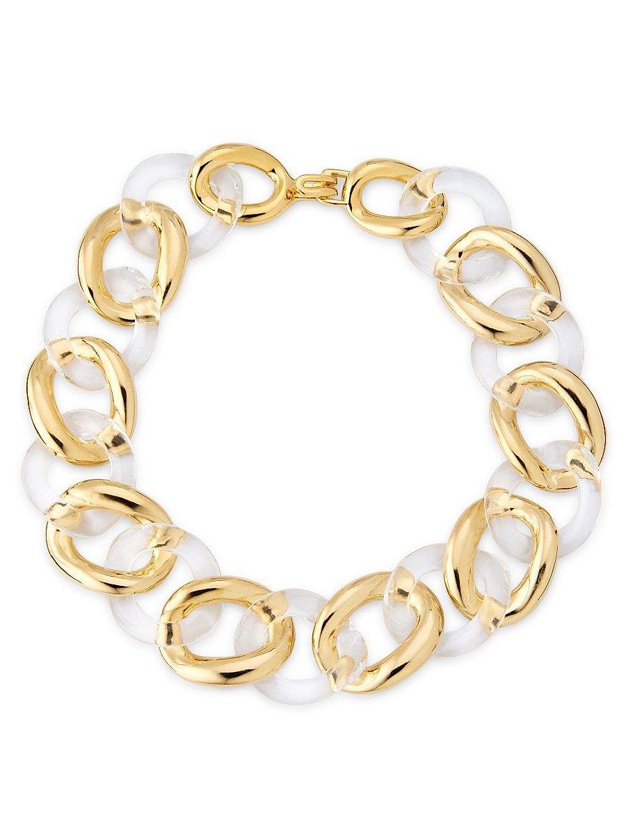 Women's Resin & Polished Link Necklace - Gold