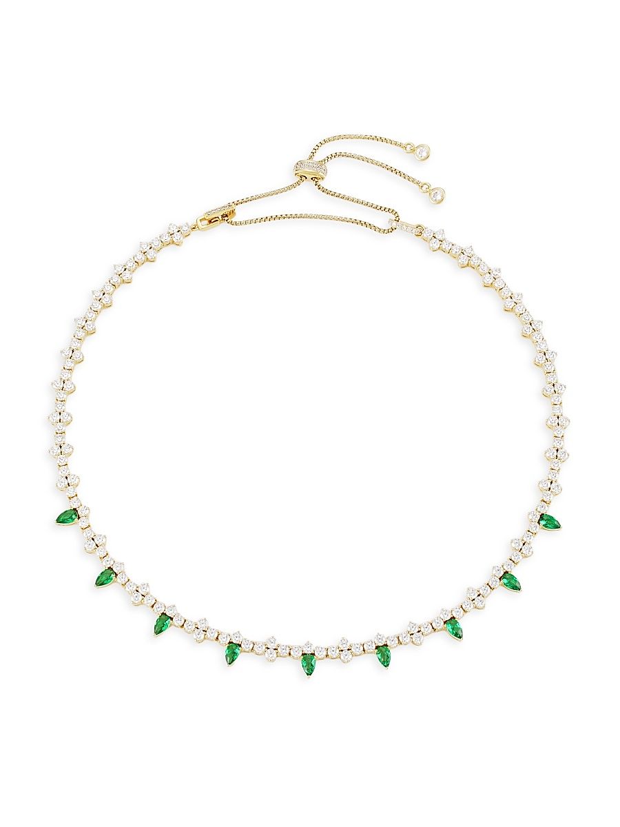 Women's Stunner 18K-Gold-Plated & Cubic Zirconia Clover Choker Necklace - Gold With Emerald