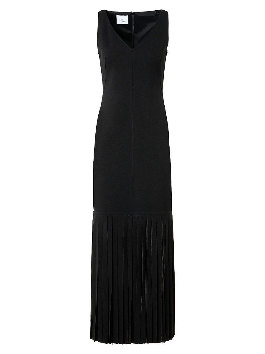 Women's Lasercut Fringe Jersey Midi-Dress - Black - Size 14