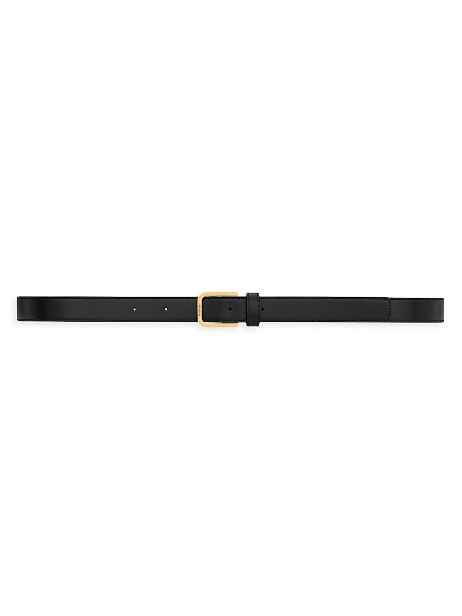 Saint Laurent Men's Minimal Belt in Smooth Leather - Black - Size 30