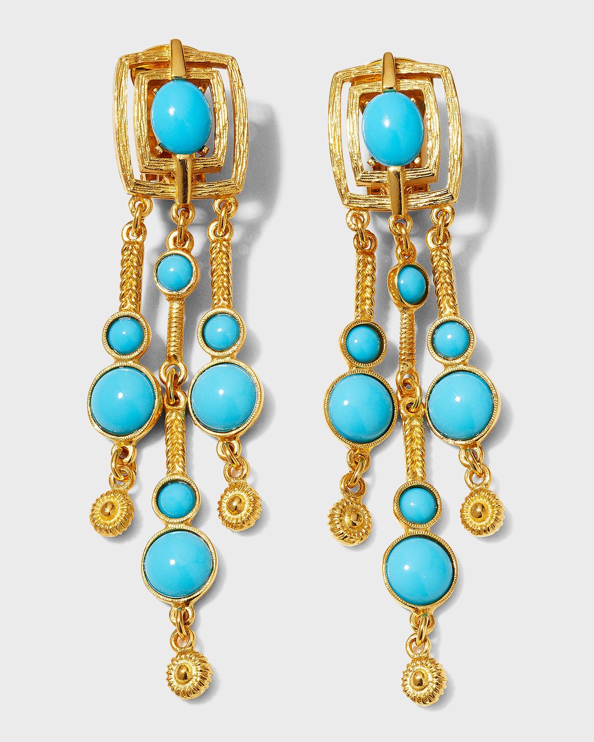 Gold and Stone Clip-On Earrings