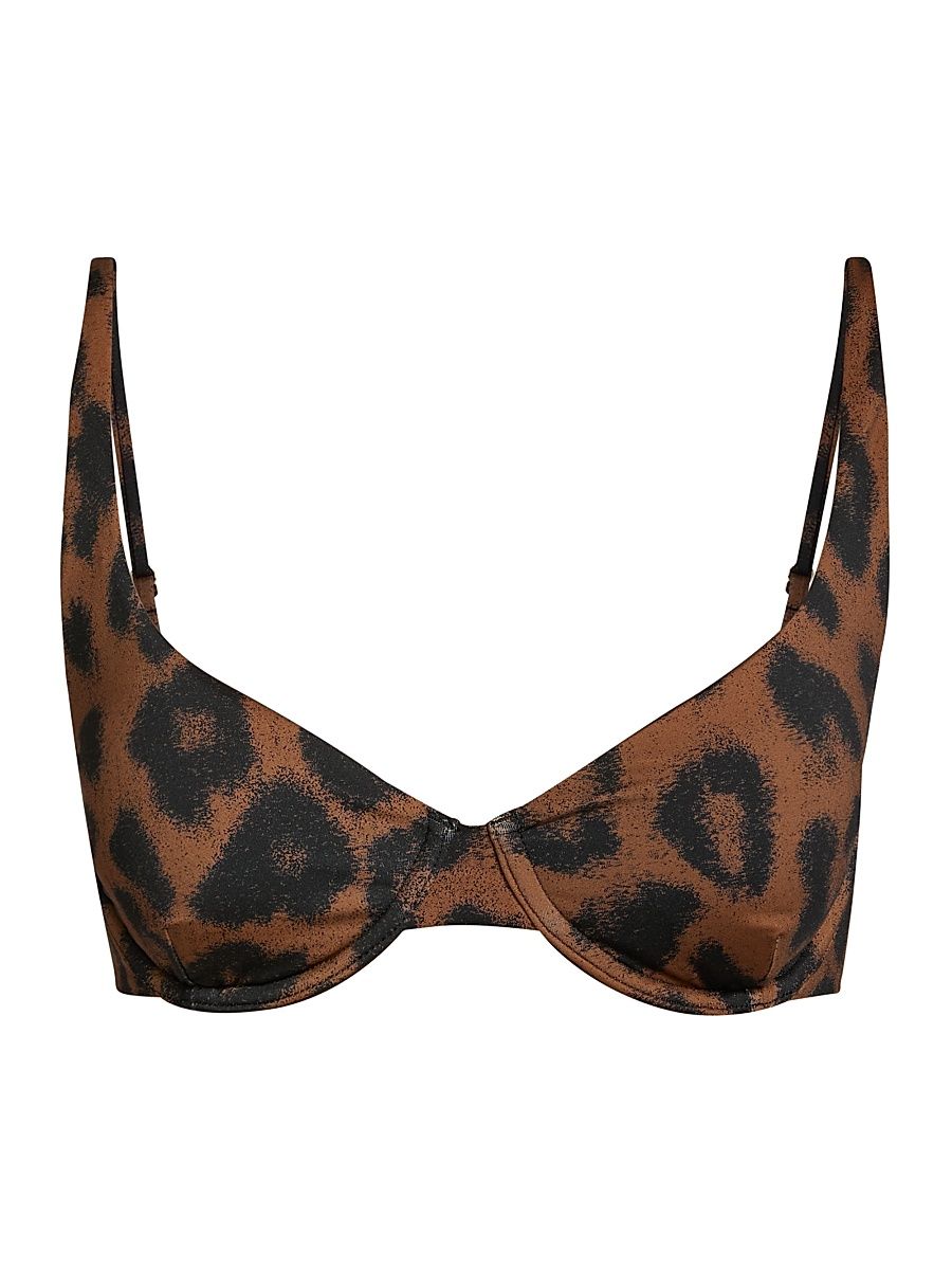 Women's Lulu Animal-Print Bikini Top - Caramel Leopard - Size Large