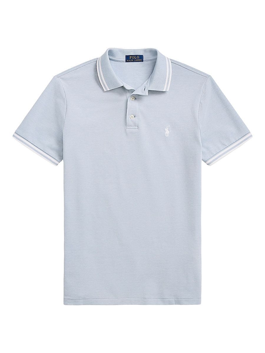 Men's Stretch-Mesh Polo Shirt - Vessel Blue White - Size XL