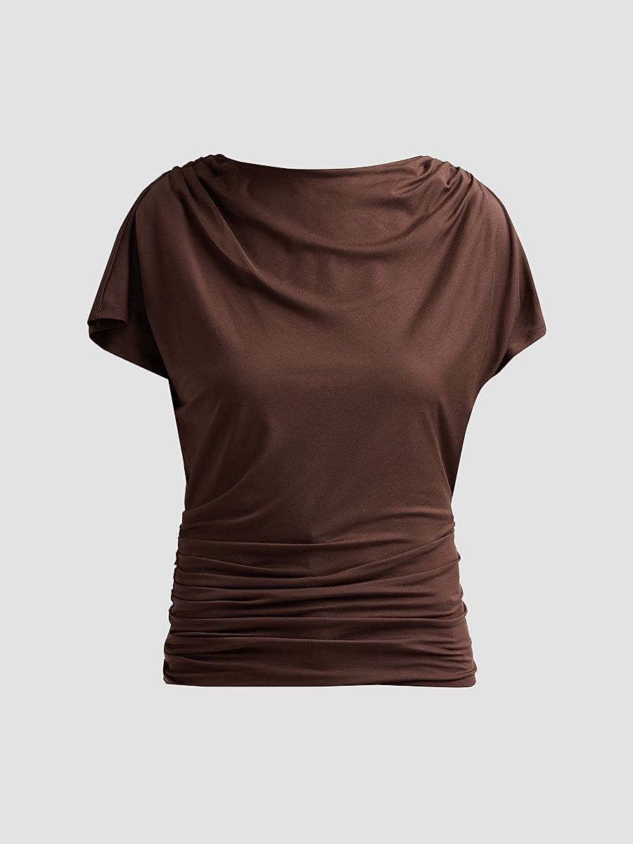 Veronica Beard Women's Lila Draped Top - Espresso - Size XL