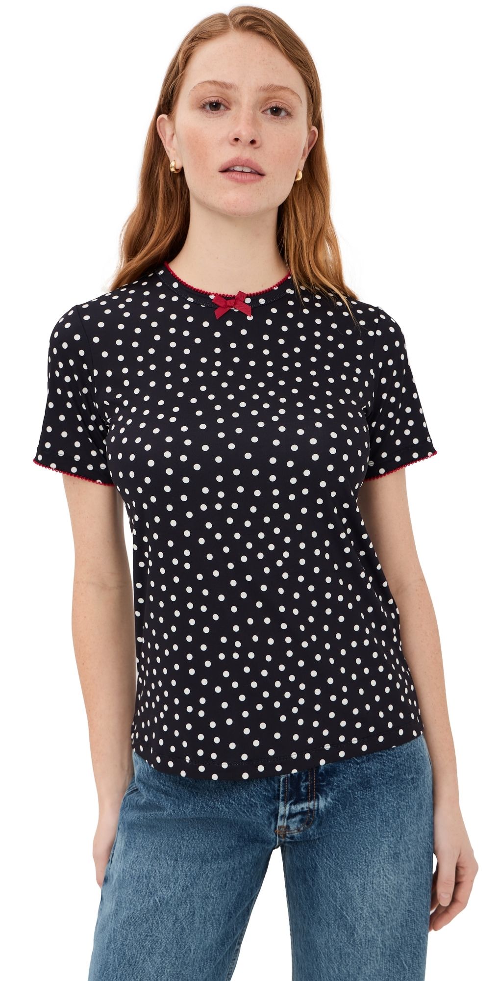 Caro Editions Polka-Dot T-Shirt Black/White Dots XL