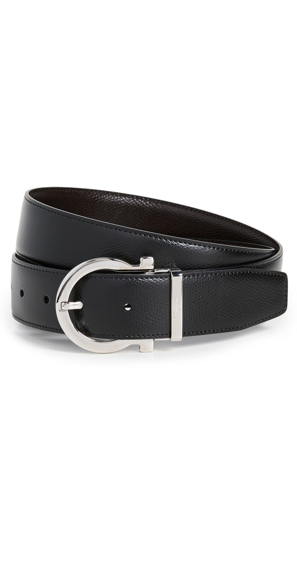 FERRAGAMO Single Gancini Reversible Belt Black/Hickory 42