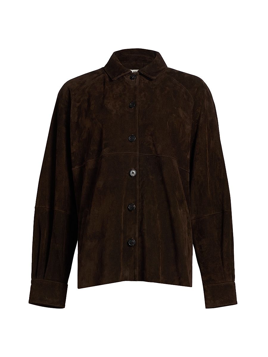 Women's Josette Suede Shirt Jacket - Espresso - Size XL