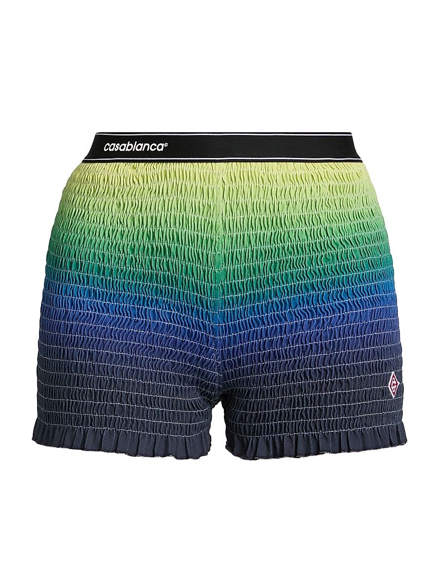 Women's Gradient Shirred Cotton Shorts - Gradient - Size Large