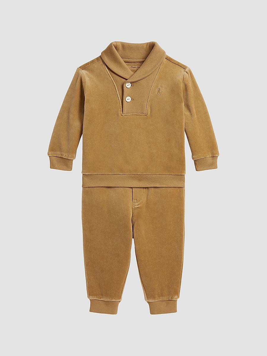 Baby Boy's 2-Piece Velour Pullover & Joggers Set - Camel - Size 9 Months