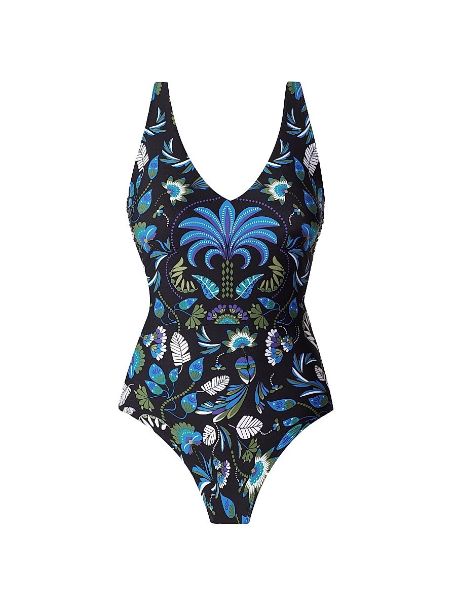 Women's Taj Mahal Diana One-Piece Swimsuit - Black Multi - Size 6
