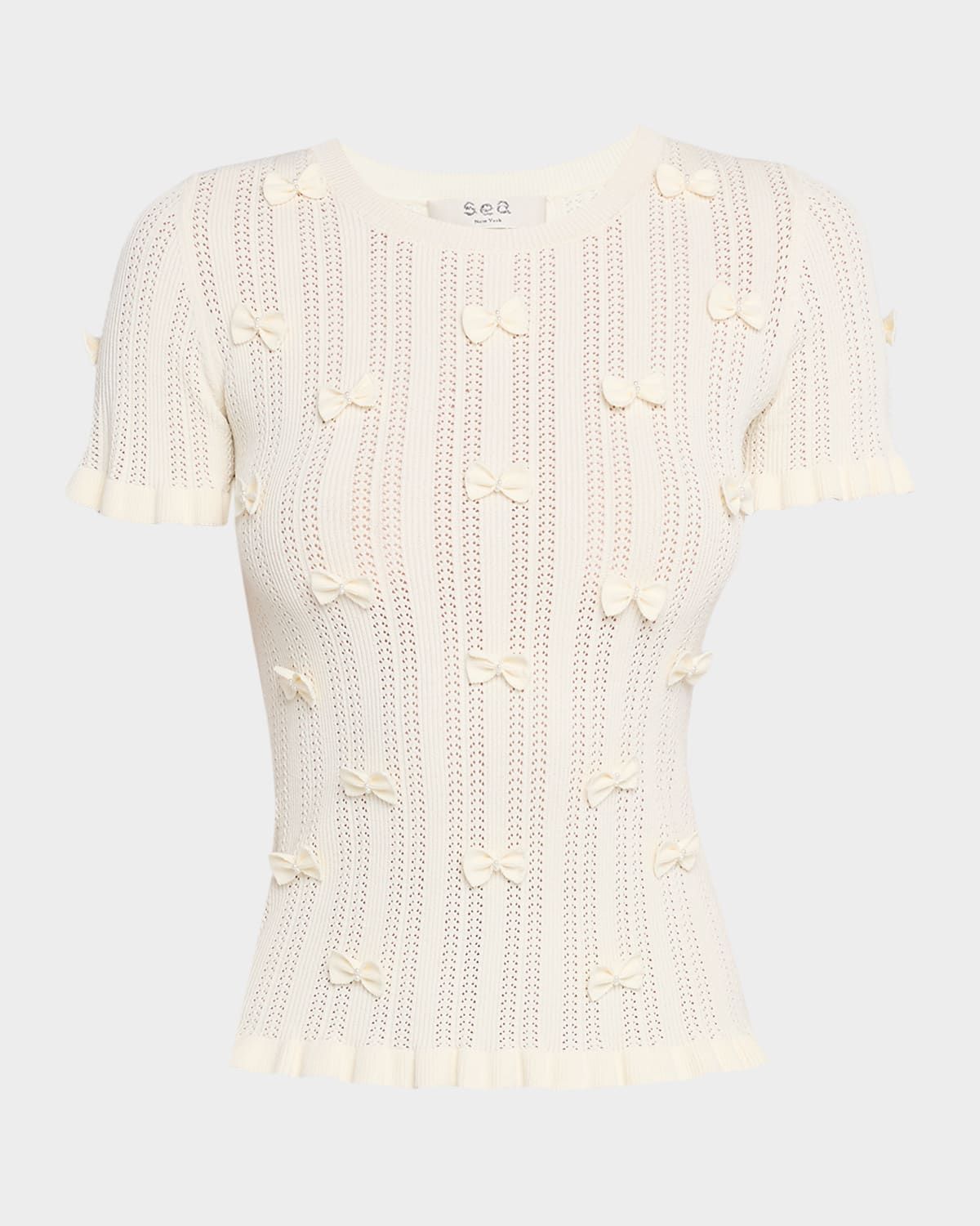 Alberta Embellished Pointelle-Knit Top