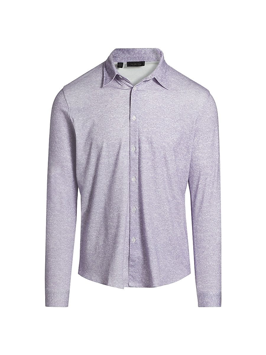 Men's COLLECTION Heathered Button-Front Shirt - Light Purple - Size Medium
