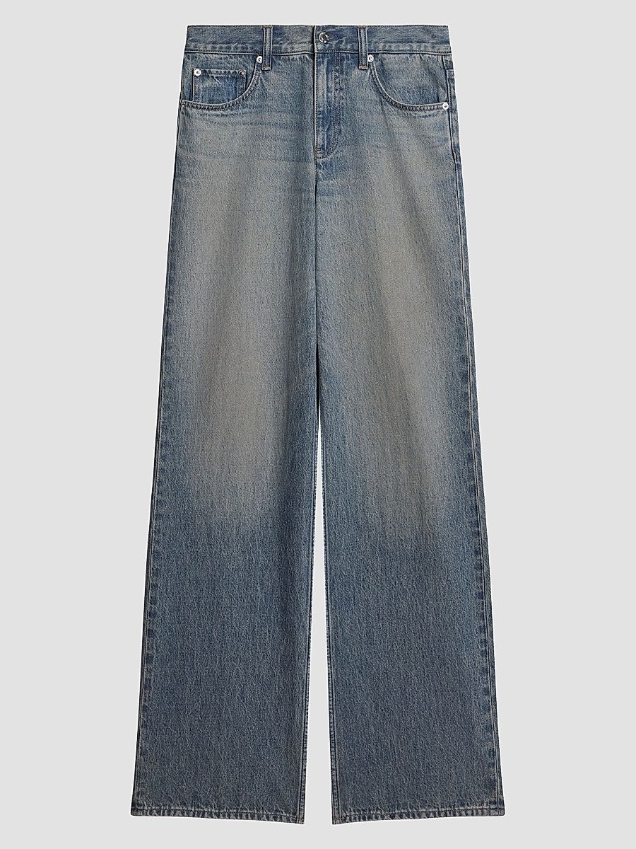 Women's Wardrobe Faded Straight-Leg Jeans - Medium Tinted Blue - Size 25
