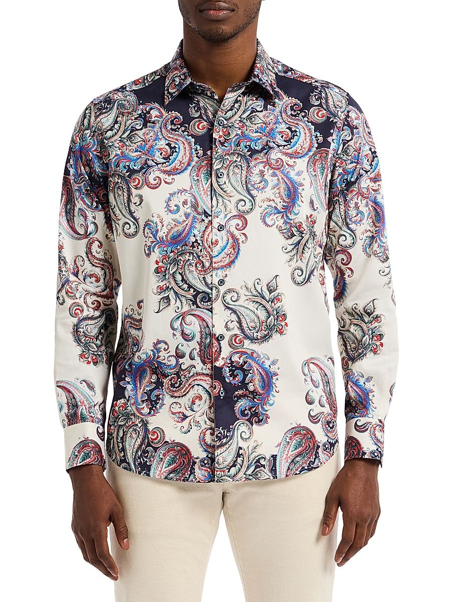 Men's Morningside Paisley Print Woven Shirt - Size XL