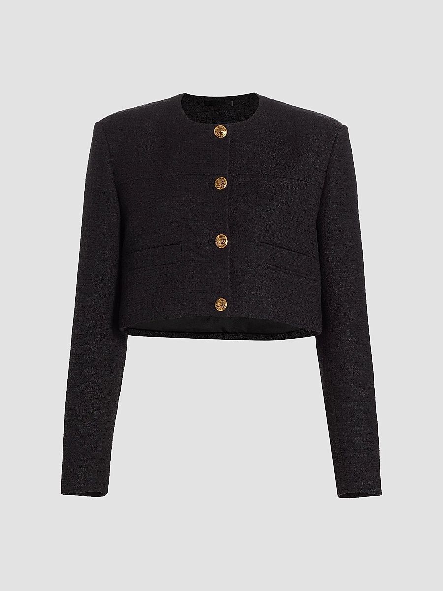 Citizens of Humanity Women's Pia Cotton-Blend Tweed Crop Jacket - Black - Size XS
