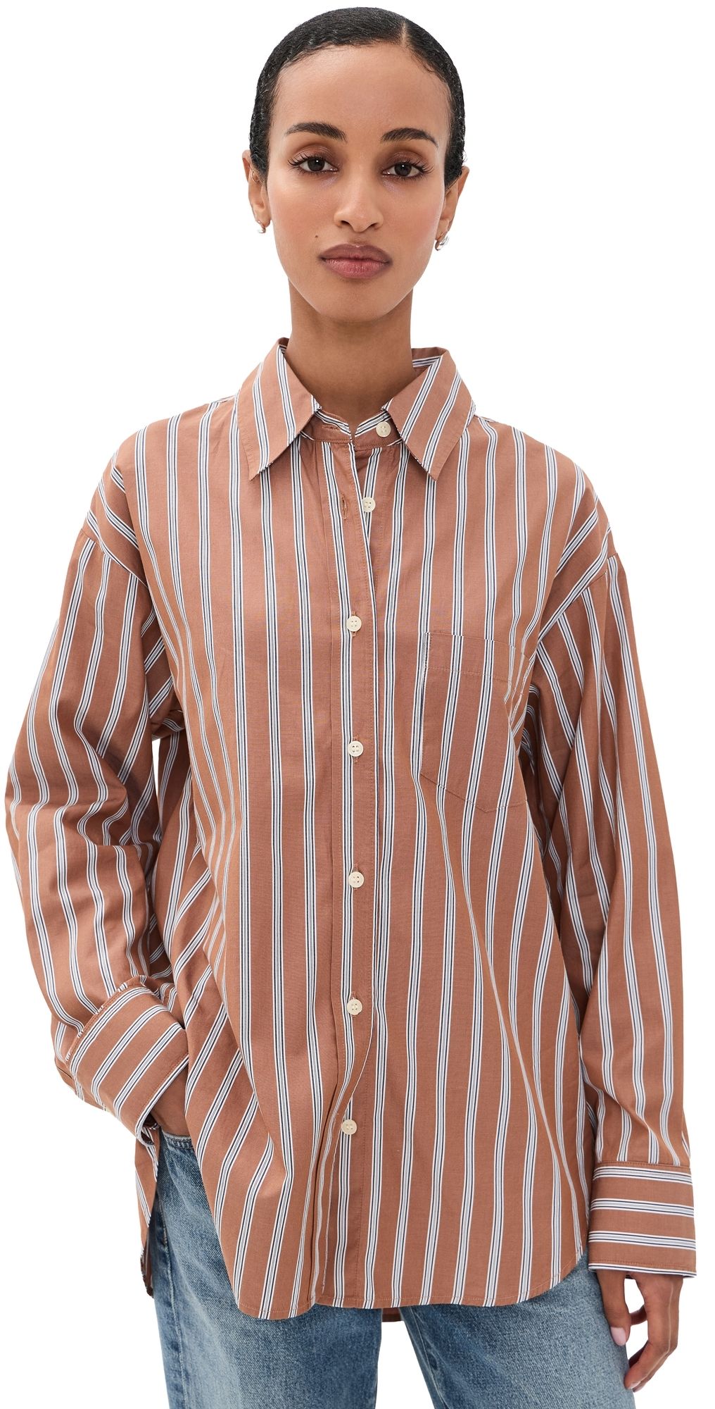 Citizens of Humanity Thea Boyfriend Shirt Copper Stripe S