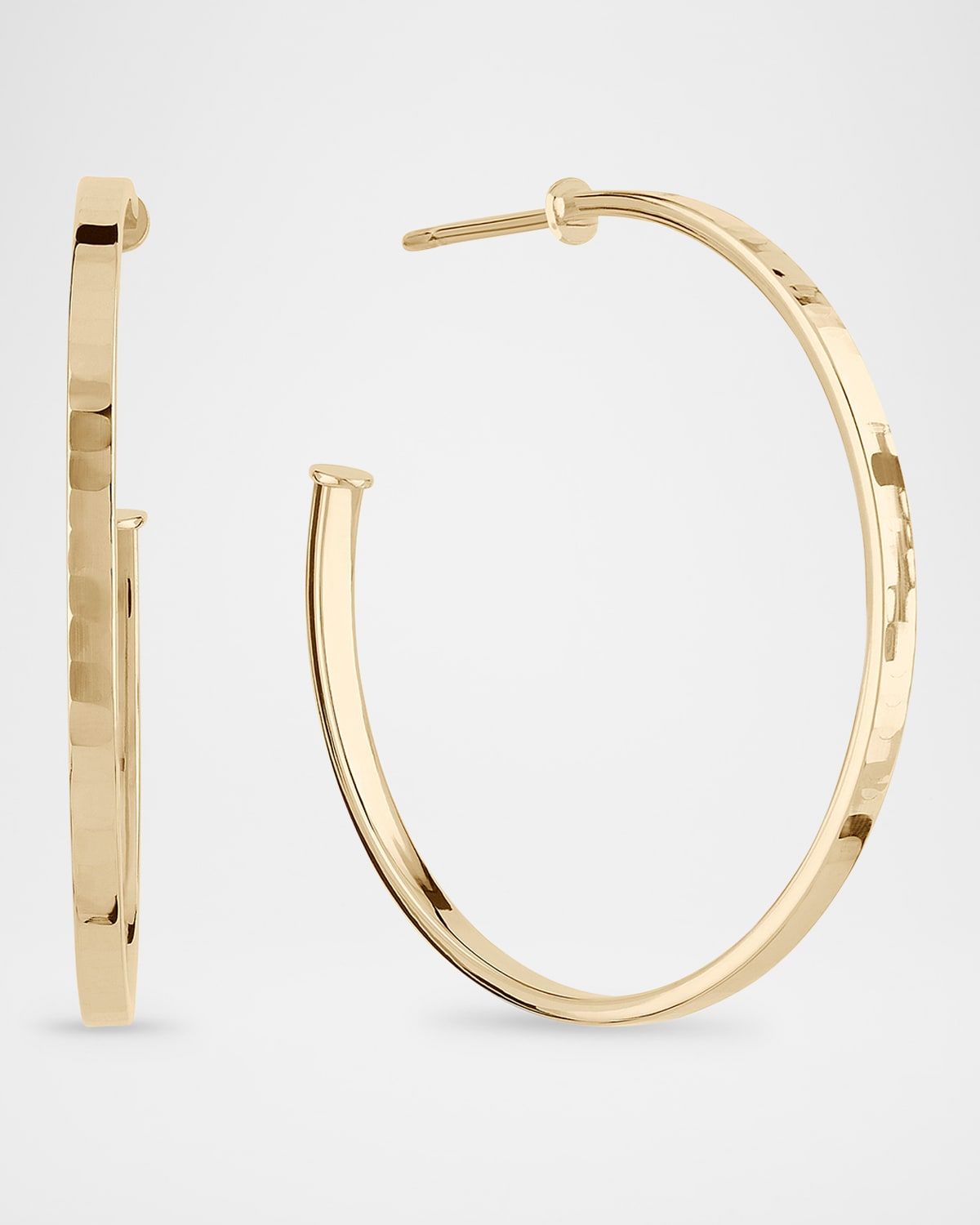 33mm Hollow Flash Textured Hoop Earrings in 14K Yellow Gold