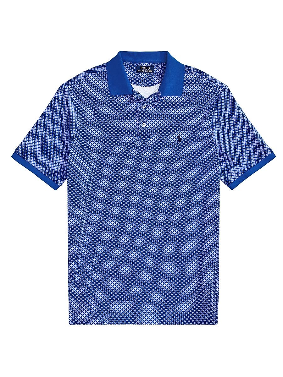 Men's Striped Cotton Polo Shirt - Magnolia Deco Heritage Blue - Size XS