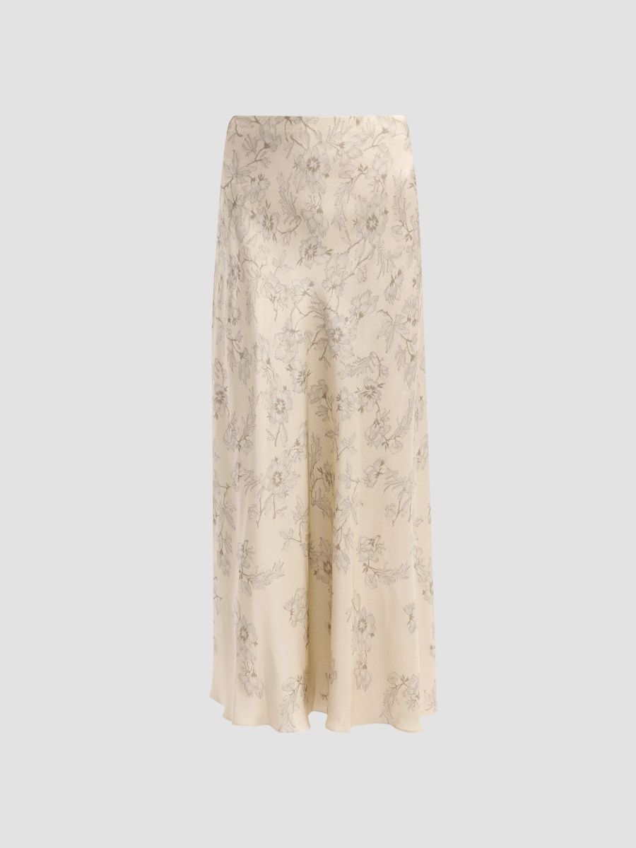 Alberta Ferretti Women's Floral Satin Maxi Skirt - Multi - Size 12