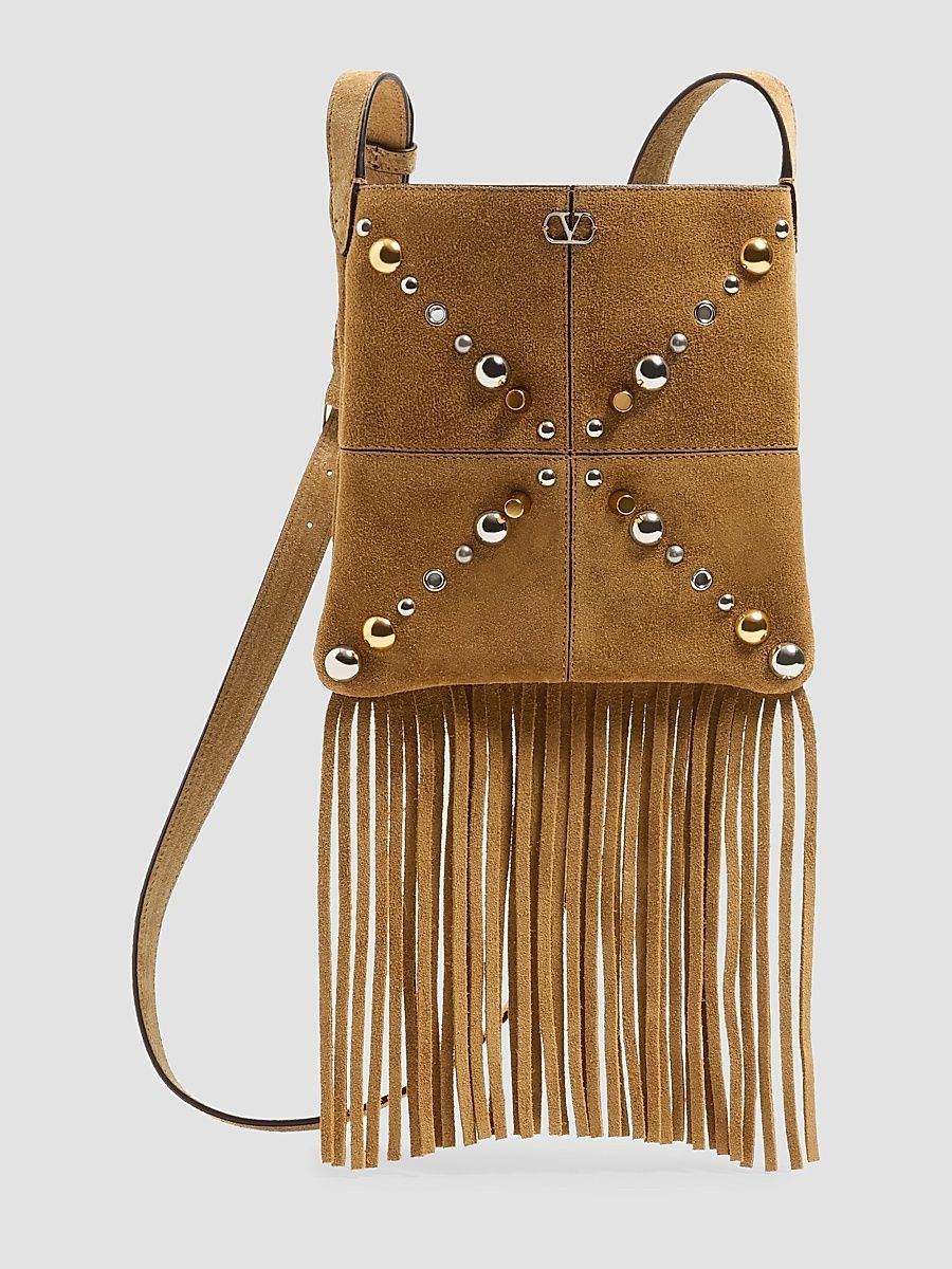 Women's Nellcôte Small Shoulder Bag in Suede with Fringes - Havana