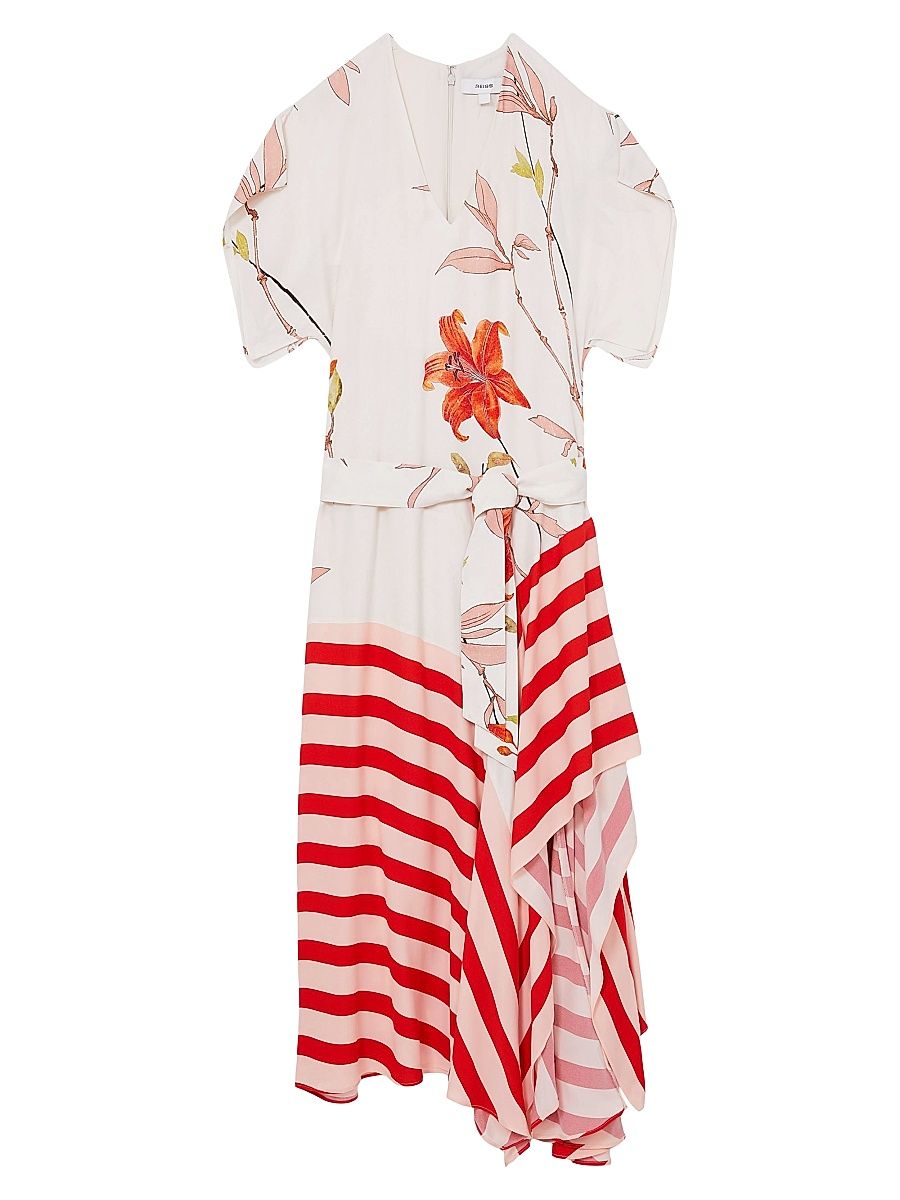 Women's Alicia Floral Stripe Maxi Dress - Ivory - Size 8