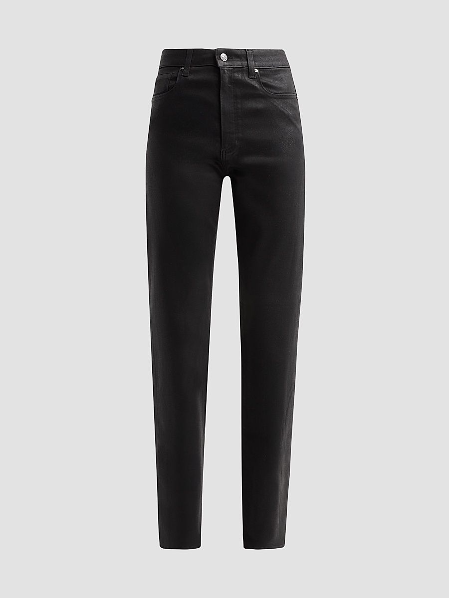 Women's Stevie Coated High-Rise Stovepipe Jeans - Black Fog Luxe - Size 31