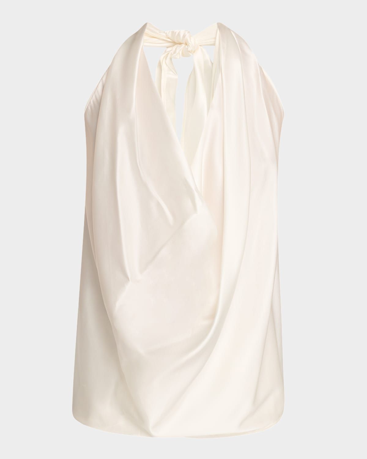 Harriet Sleeveless Draped Silk Halter Top