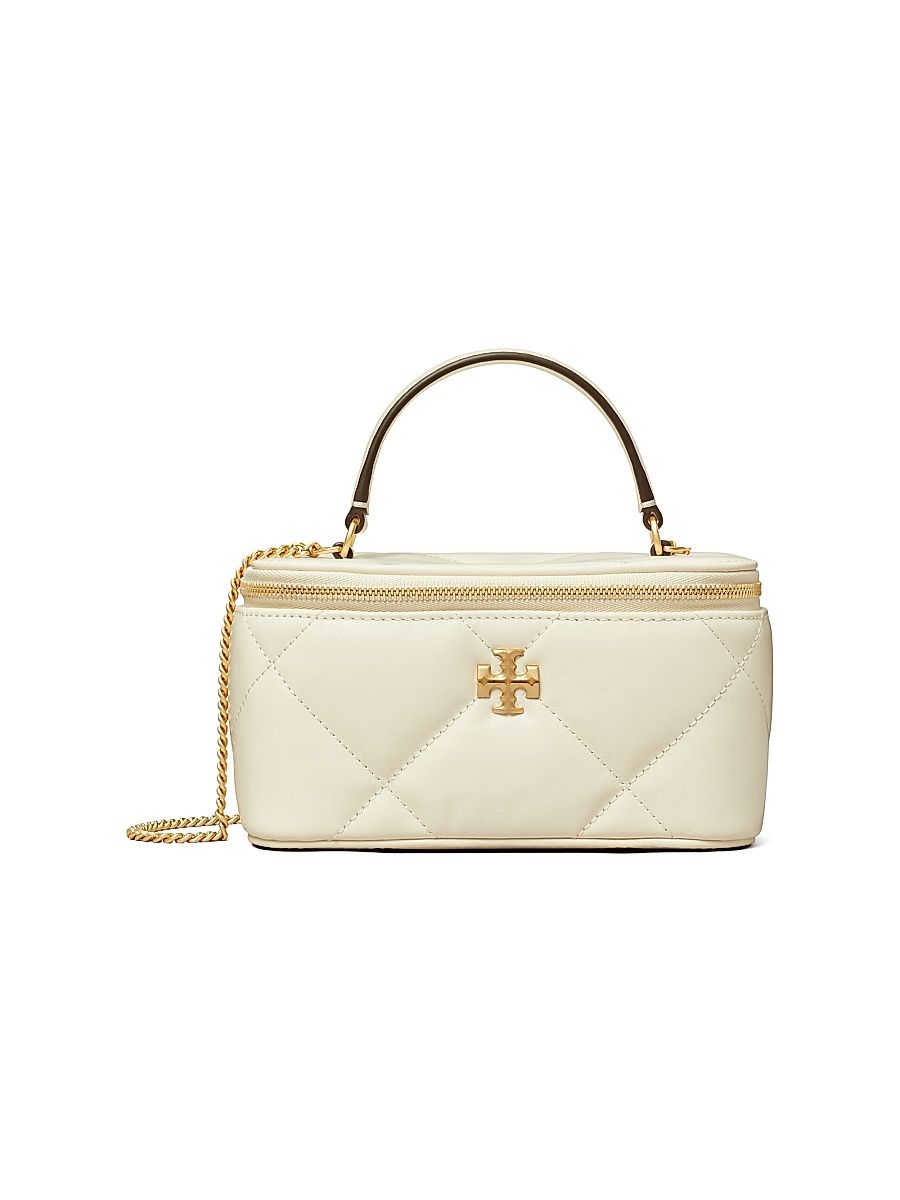 Women's Kira Diamond Quilted Leather Vanity Bag - Warm White