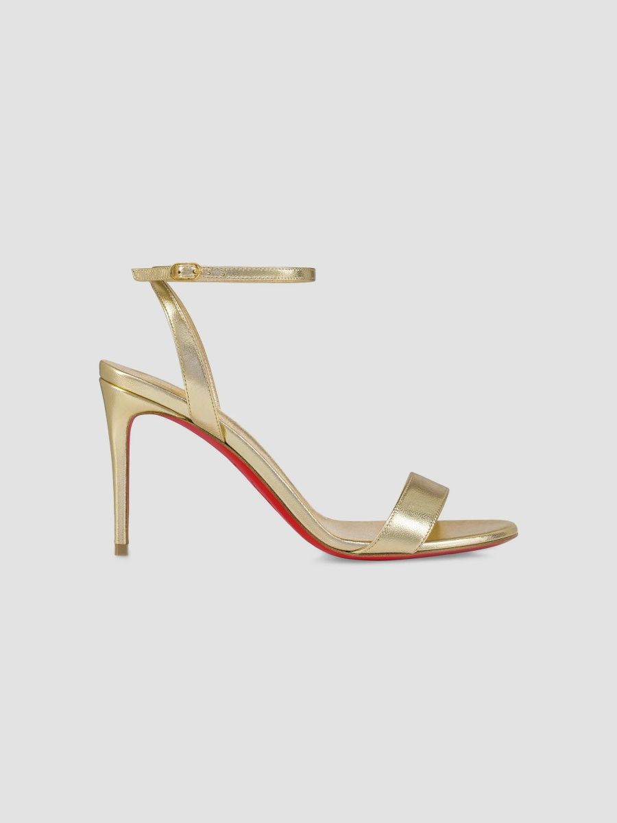 Christian Louboutin Women's Loubigirl 85MM Metallic Leather Sandals - Platine - Size 12