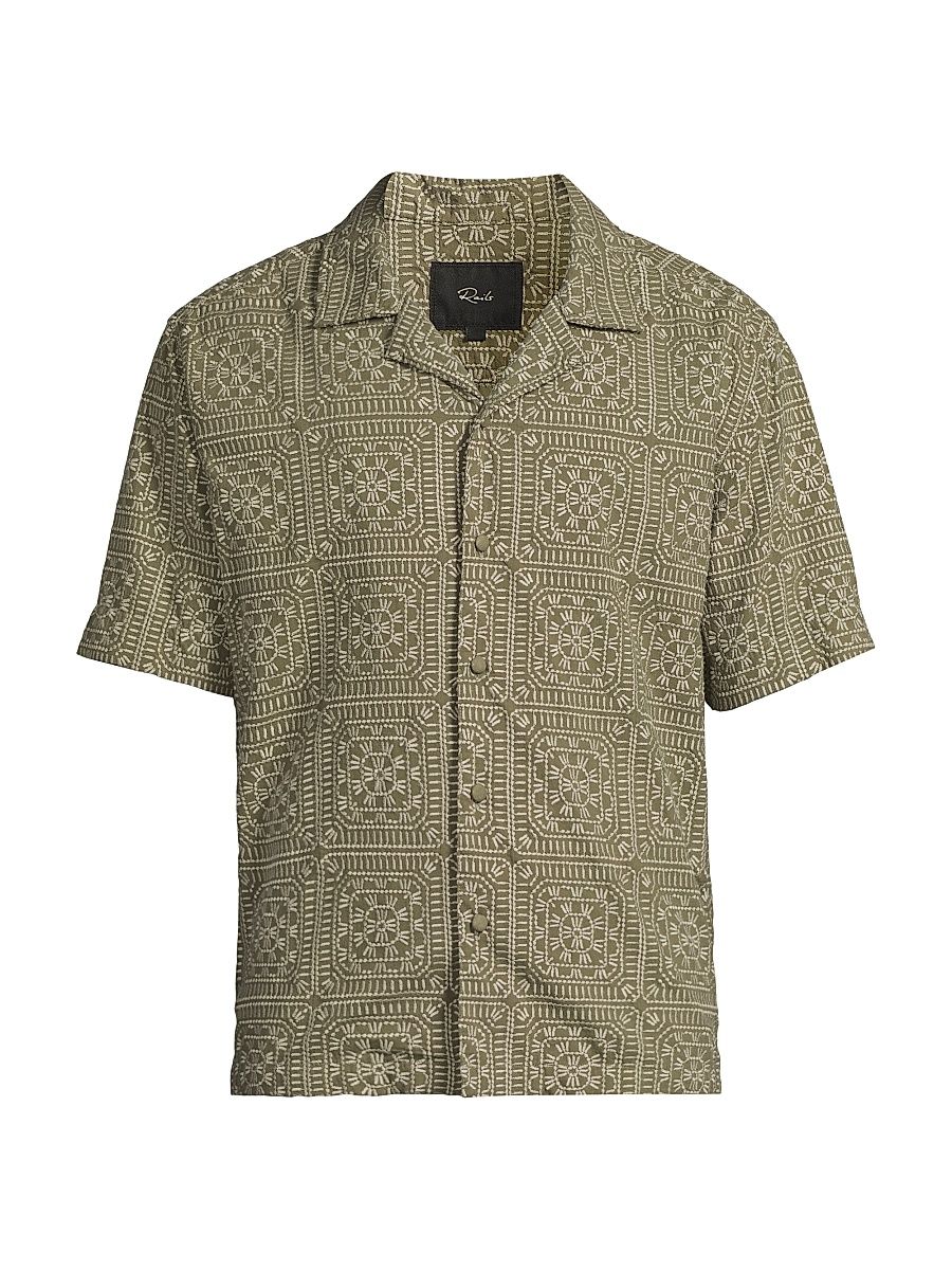 Men's Tyler Cotton Camp Shirt - Surplus Sage Squares - Size XL