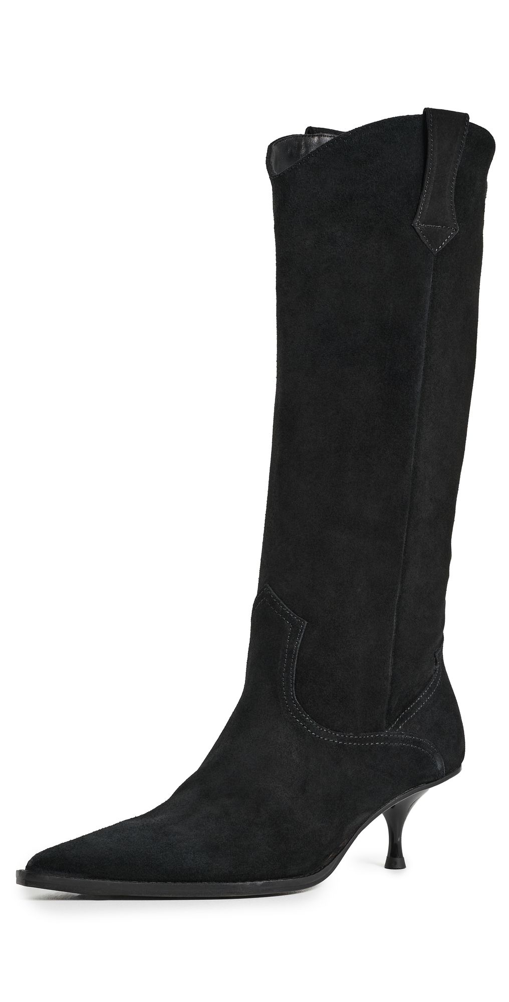 Free People Daisy Slouch Kitten Heel Boots Black Suede 9.5