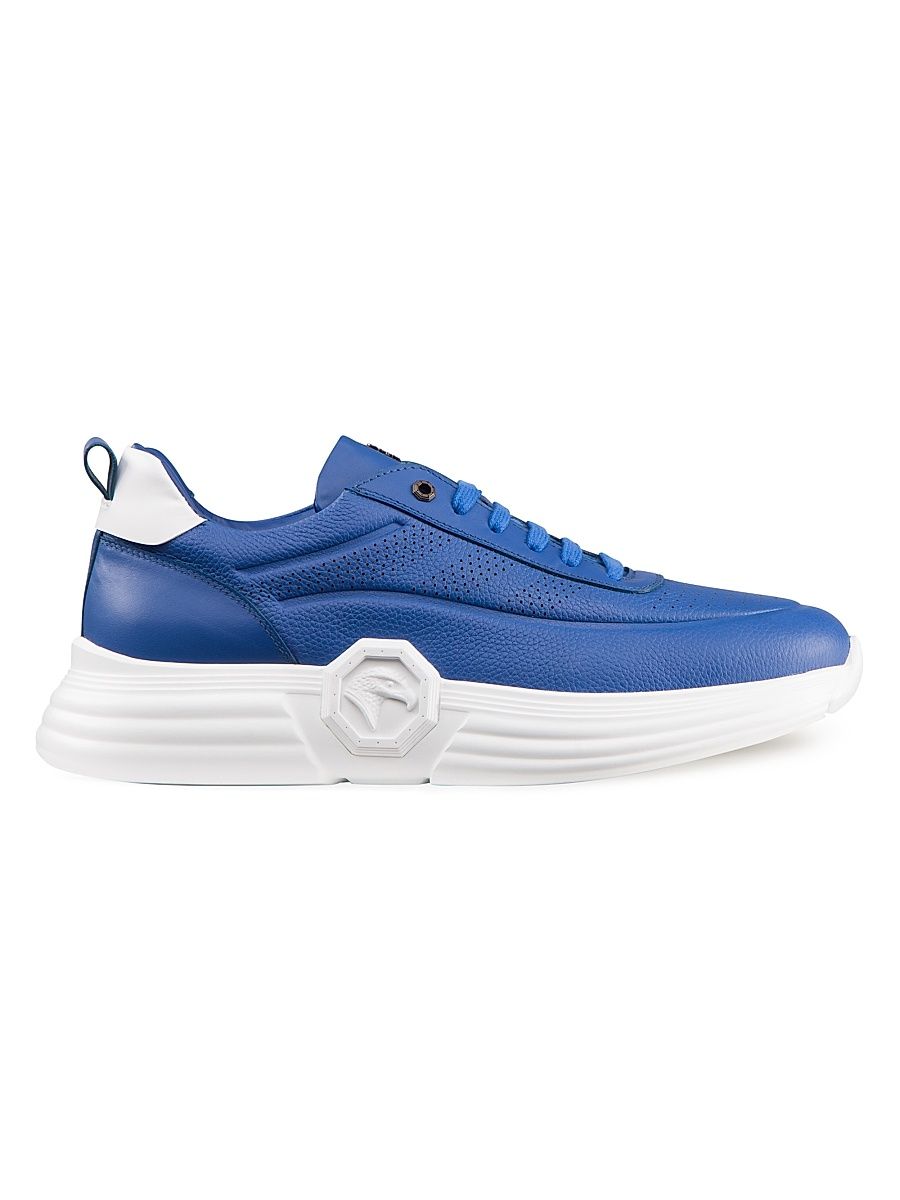 Men's Functional Calfskin Leather Sneakers - Blue - Size 12