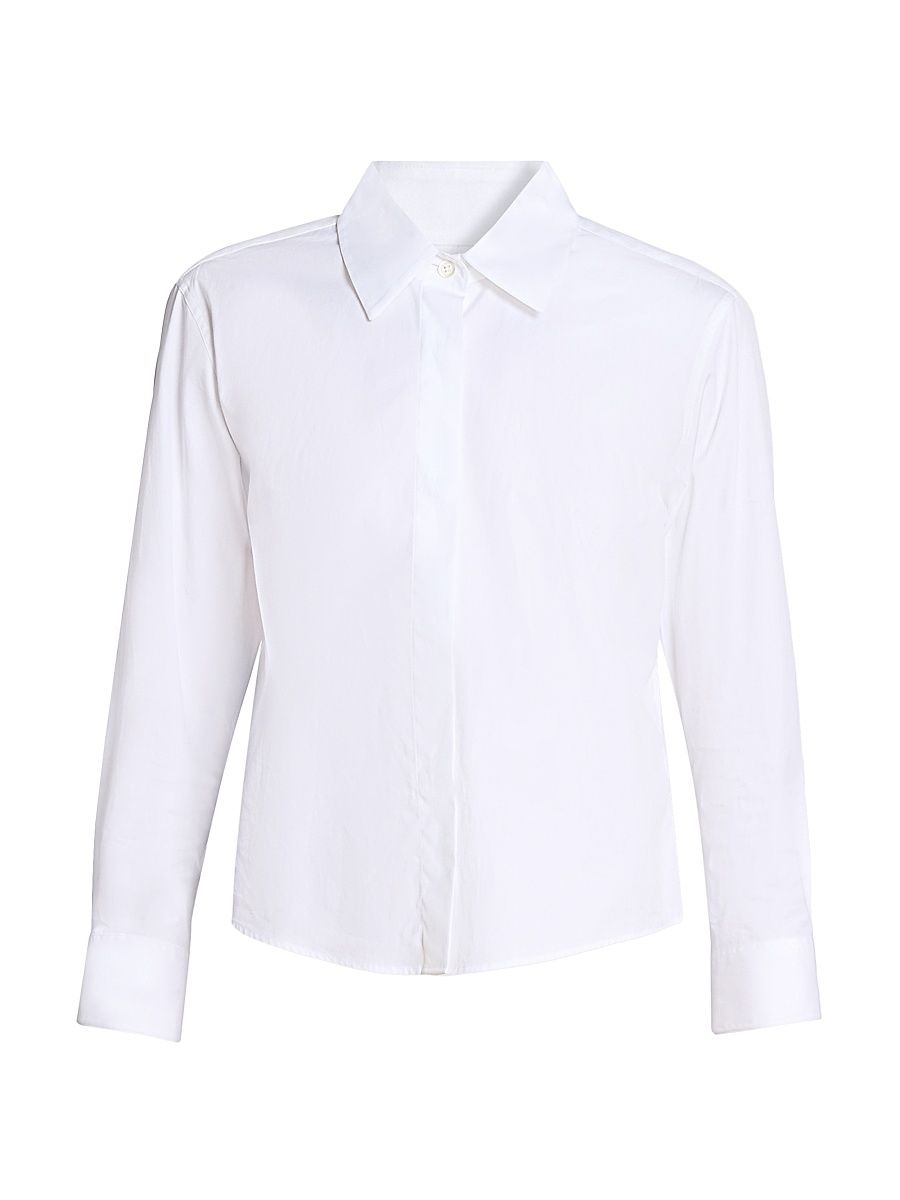 Women's Clavini Poplin Button-Front Shirt - White - Size 12