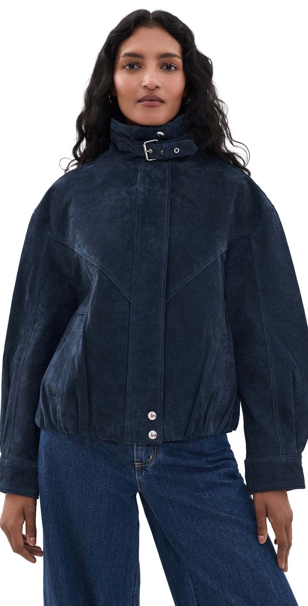 BLANKNYC Midnight Drift Suede Jacket Navy S