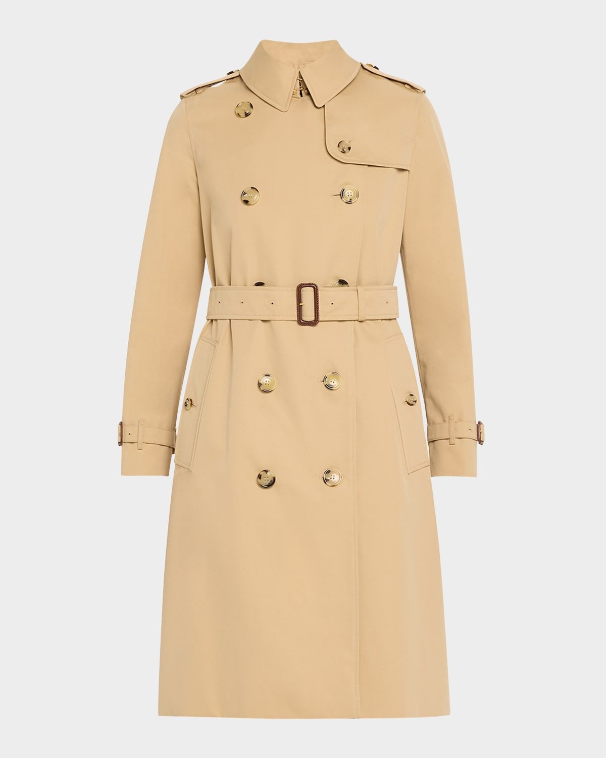 Kensington Organic Belted Double-Breasted Long Trench Coat