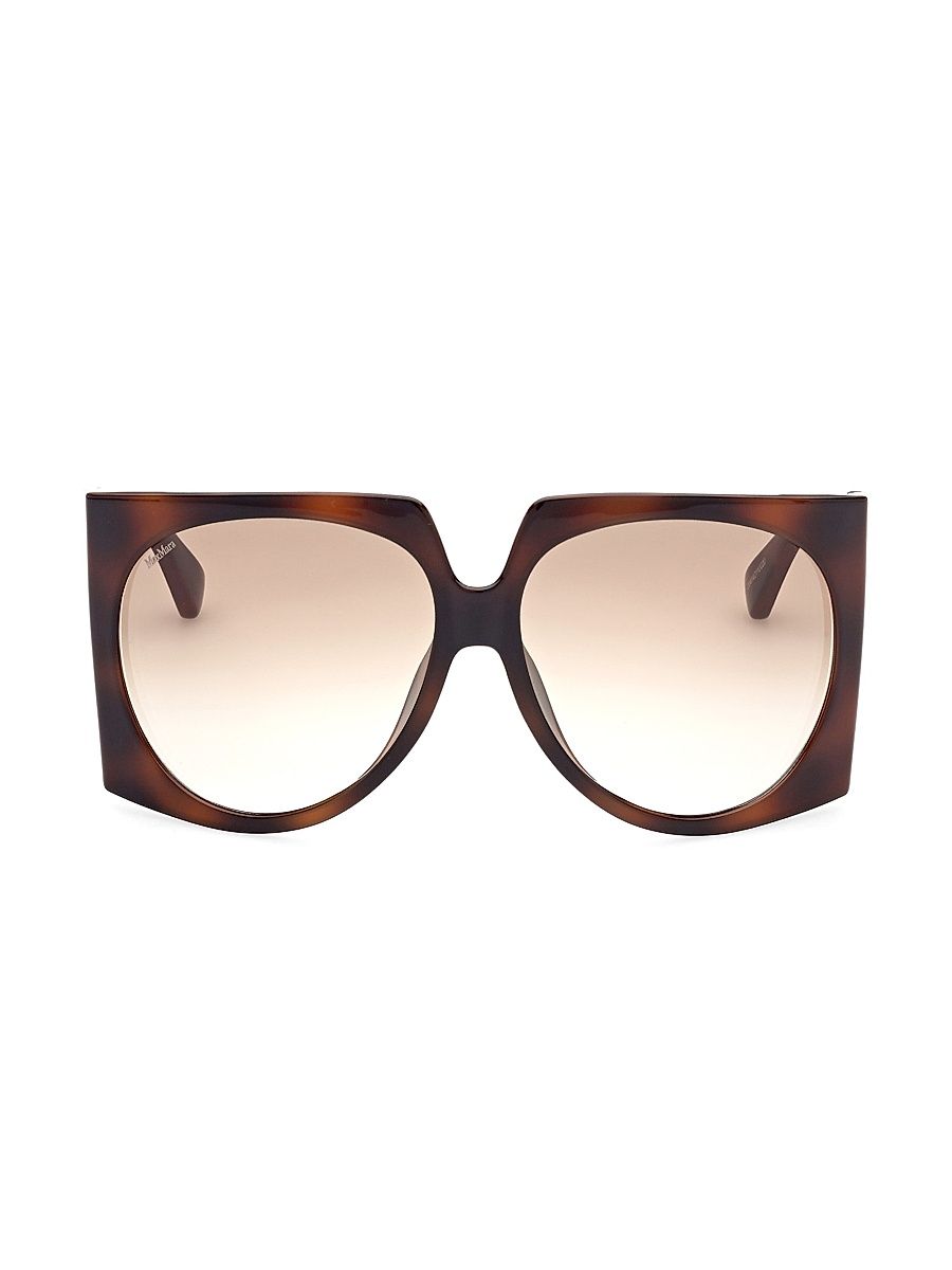 Women's 65MM Geometric Sunglasses - Dark Havana