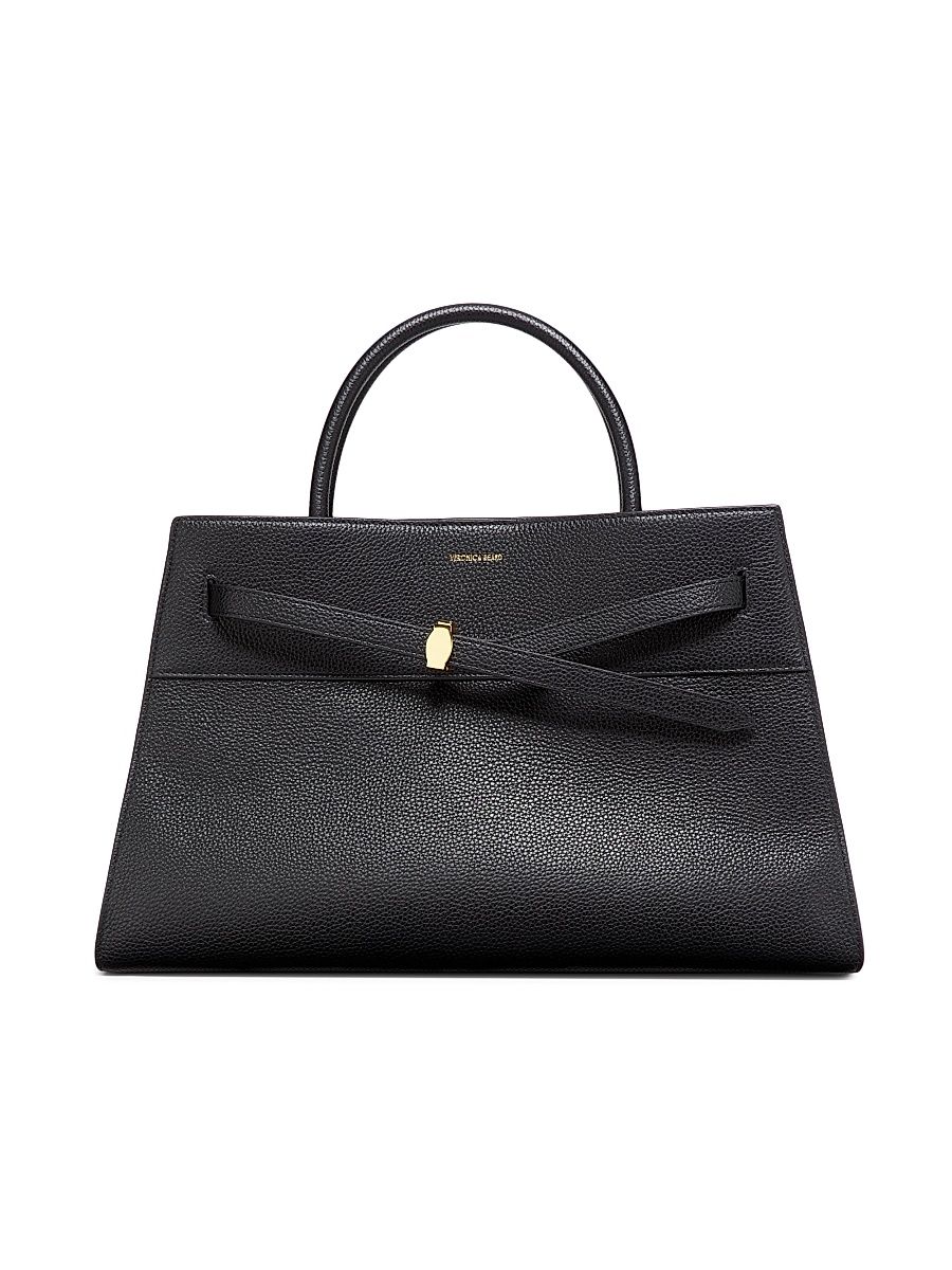 Women's Large Dash Leather Top Handle Bag - Black