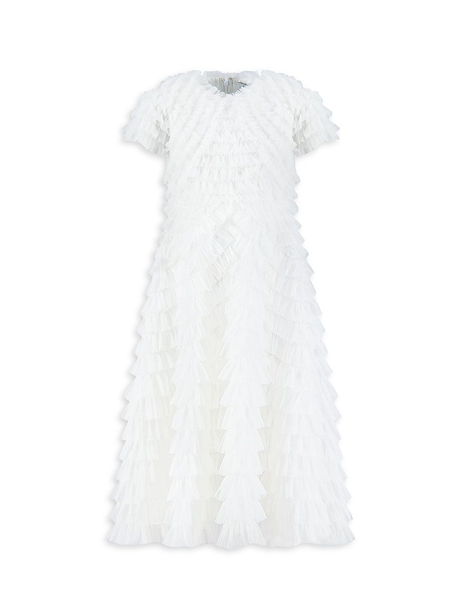 Little Girl's & Girl's Ruffle Tiered Midi-Dress - White - Size 14