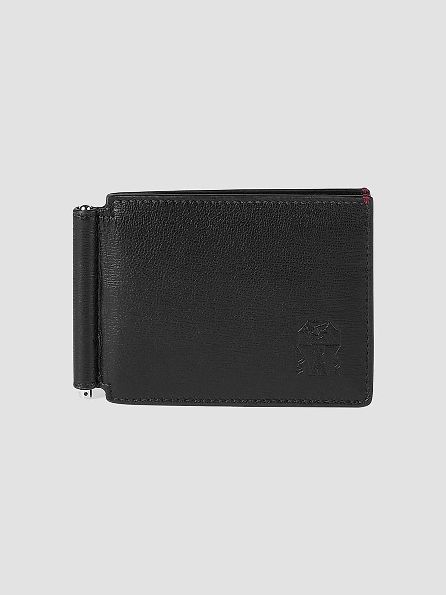 Men's Grained Leather Money Clip Wallet - Black