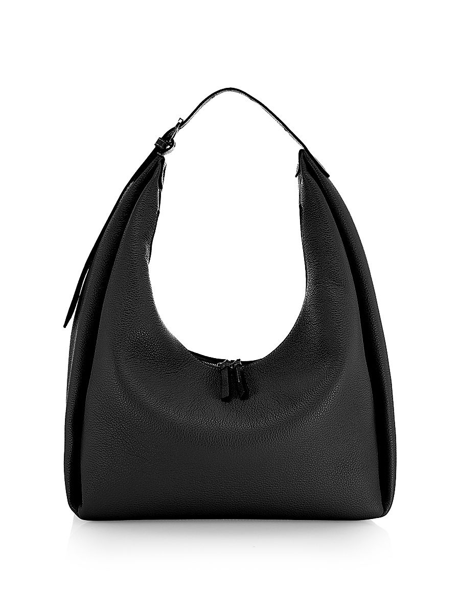 Women's Belt Leather Hobo Bag - Black