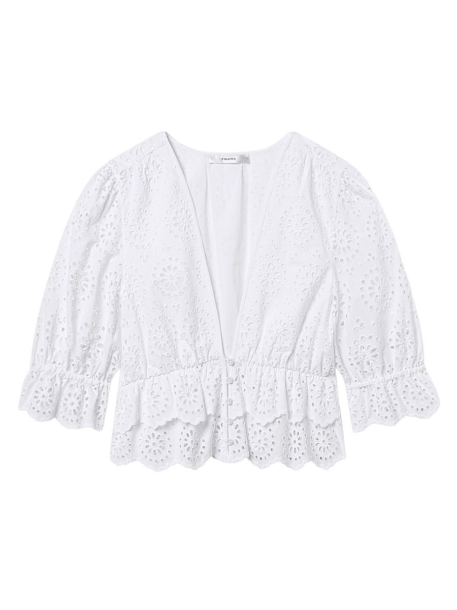 Women's The Solstice Eyelet Blouse - White - Size XL