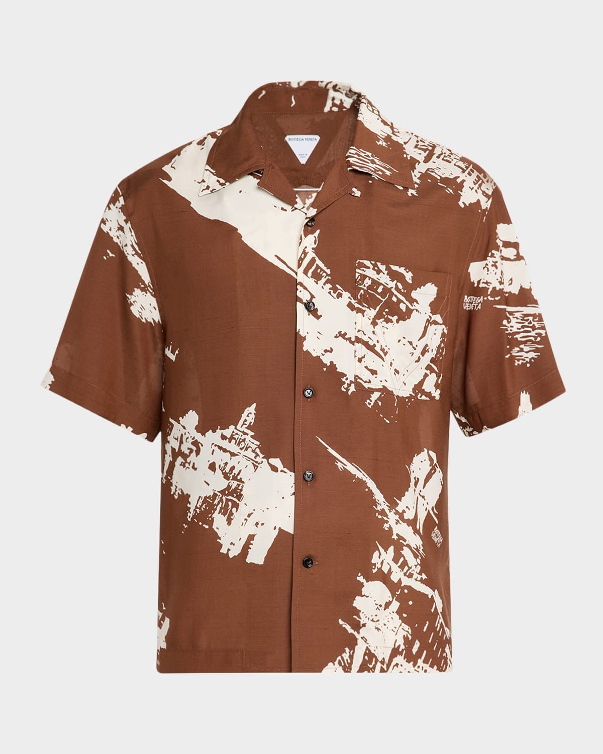 Men & apos;s Italian Postcard Silk Short-Sleeve Shirt