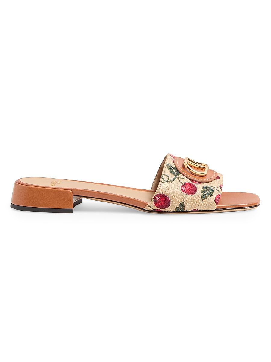 Women's VLogo Signature Cherryfic Slide Sandals 20MM - Natural Red Multicolor - Size 10.5