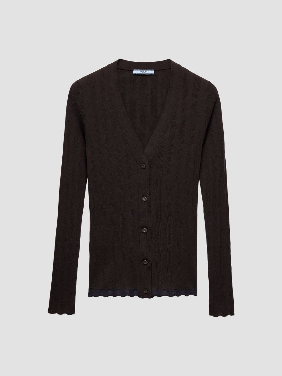 Prada Women's Wool Cardigan - Brown - Size 10