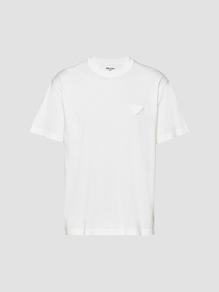Prada Men's Cotton T-Shirt - White - Size Medium