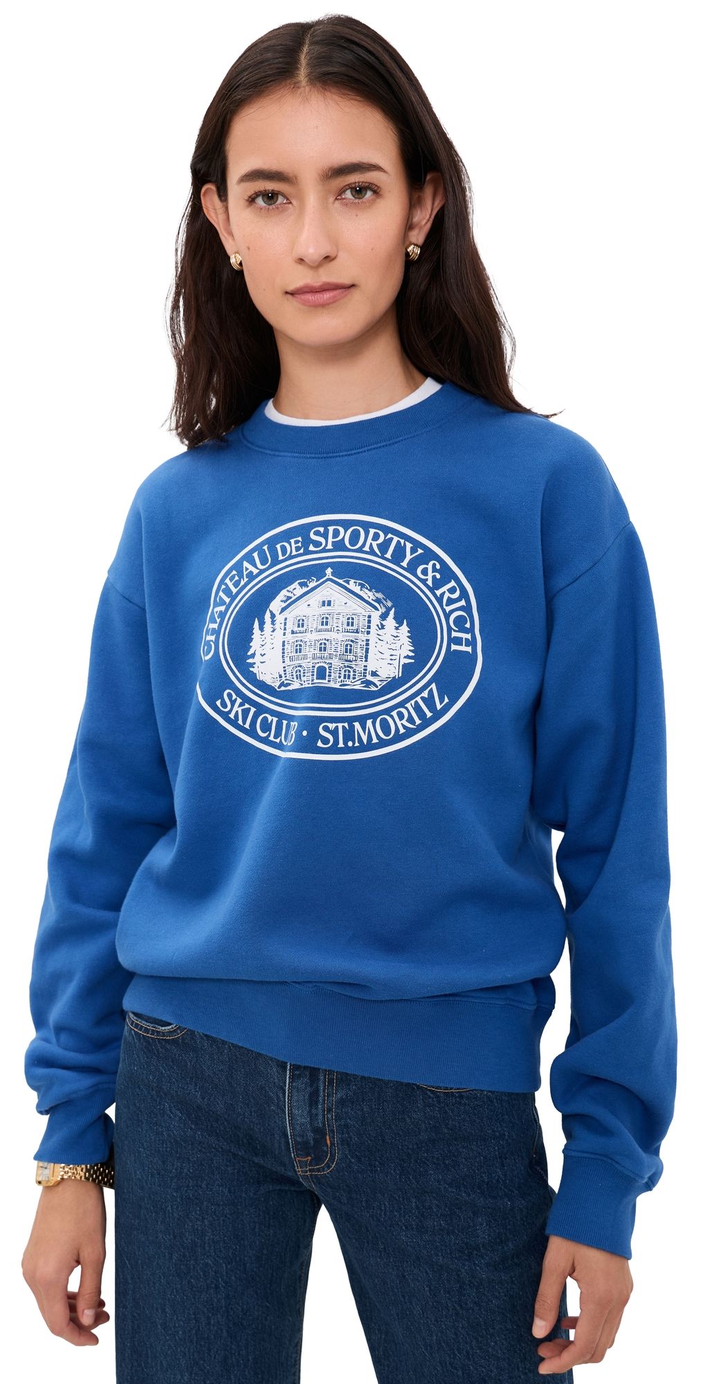 Sporty & Rich Chateau Crew Neck Sweater Vibrant Blue M