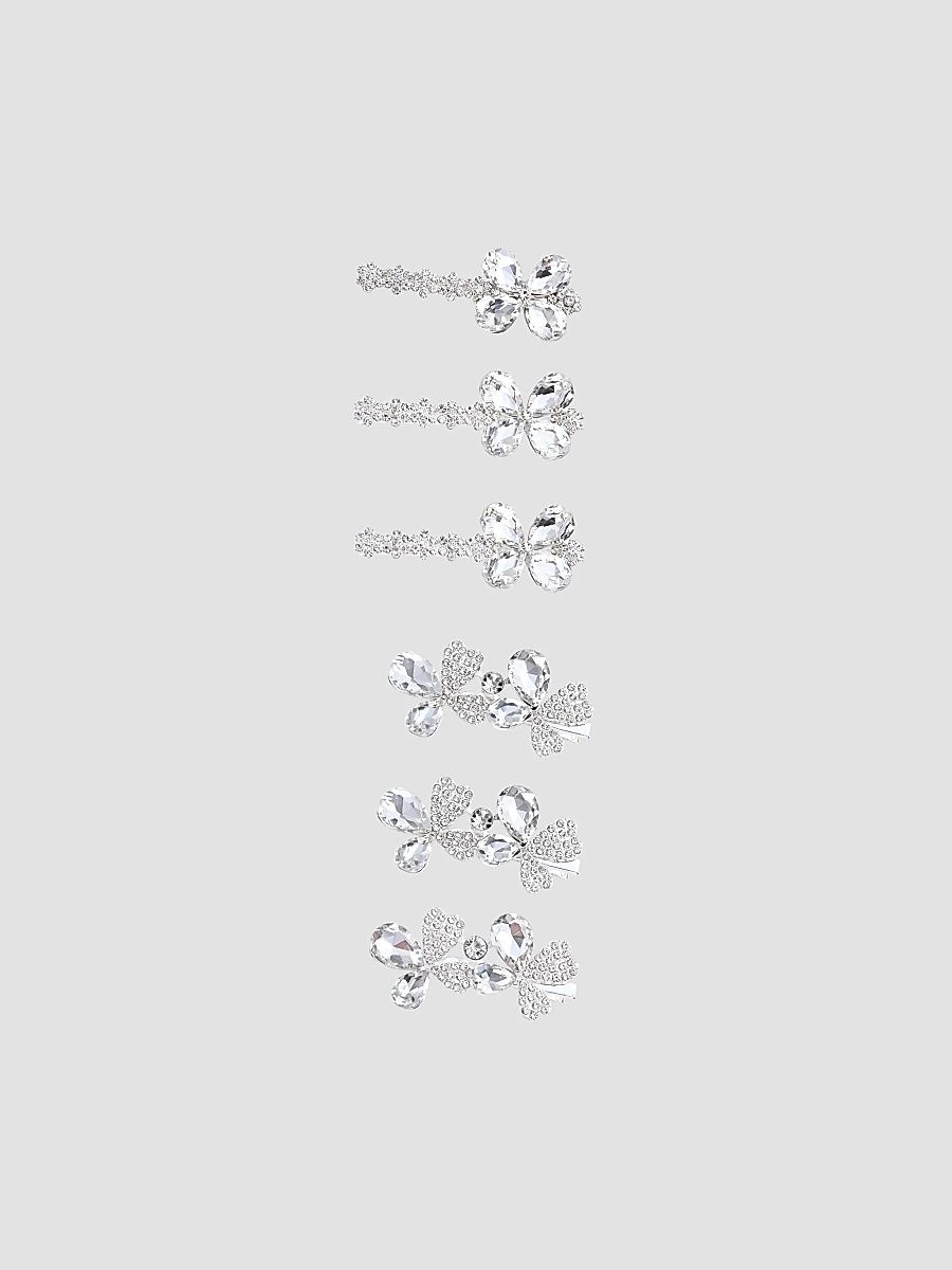 Girl's Crystal Whisper Hair Clip Set - Silver