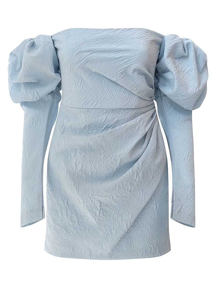 Women's Bianca Off-The-Shoulder Minidress - Powder Blue - Size 4