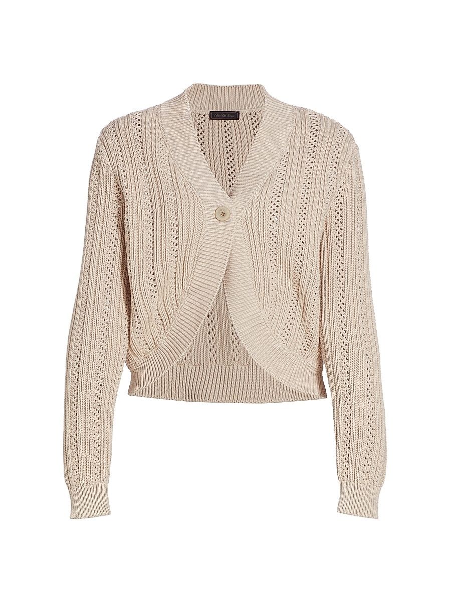 Women's COLLECTION Crochet Pointelle Bolero Cardigan - Cream - Size XL