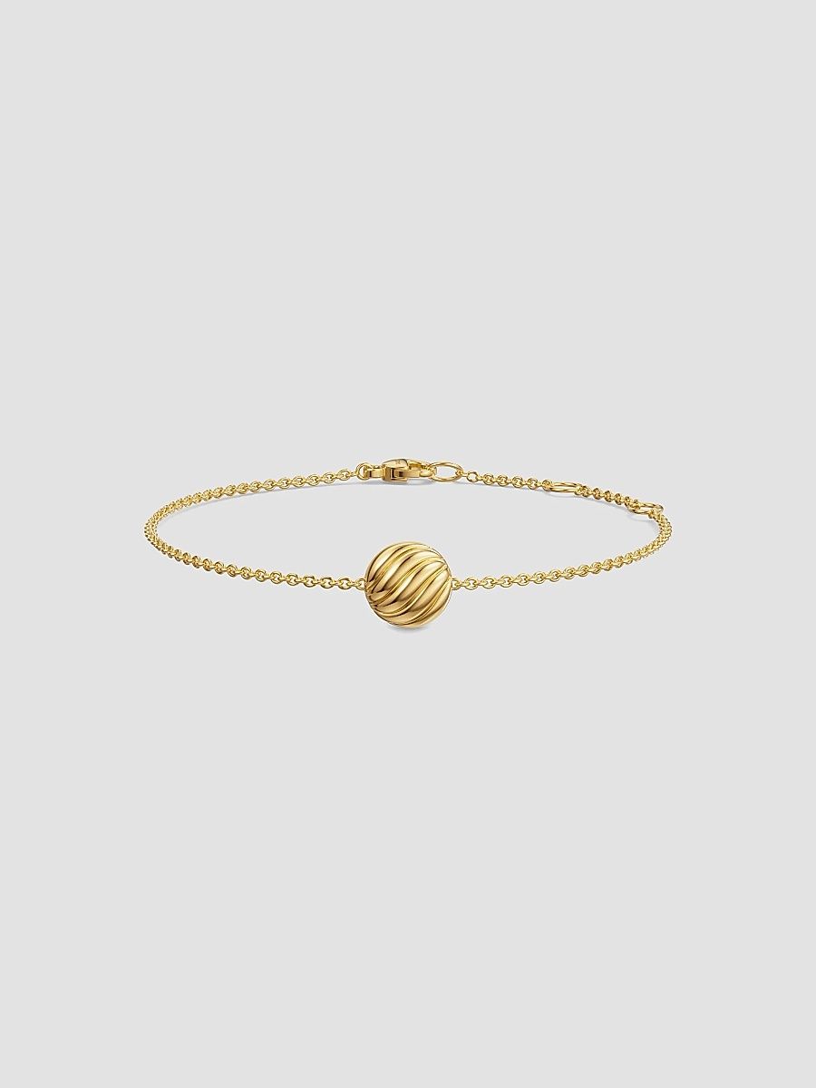 David Yurman Women's Sculpted Cable Center Station Chain Bracelet in 18K Yellow Gold, 10MM - Gold